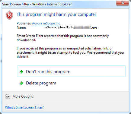 Avertissement Smartscreen pour Windows 7