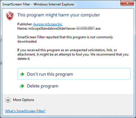 Avertissement Smartscreen pour Windows 7